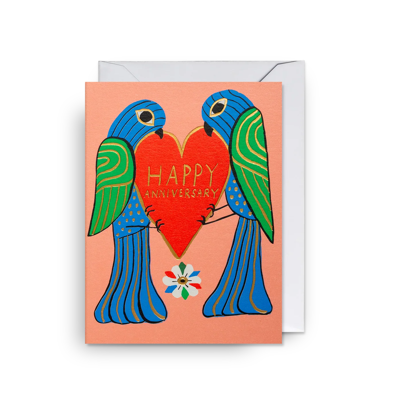 'Two Birds Anniversary' Mini Greetings Card