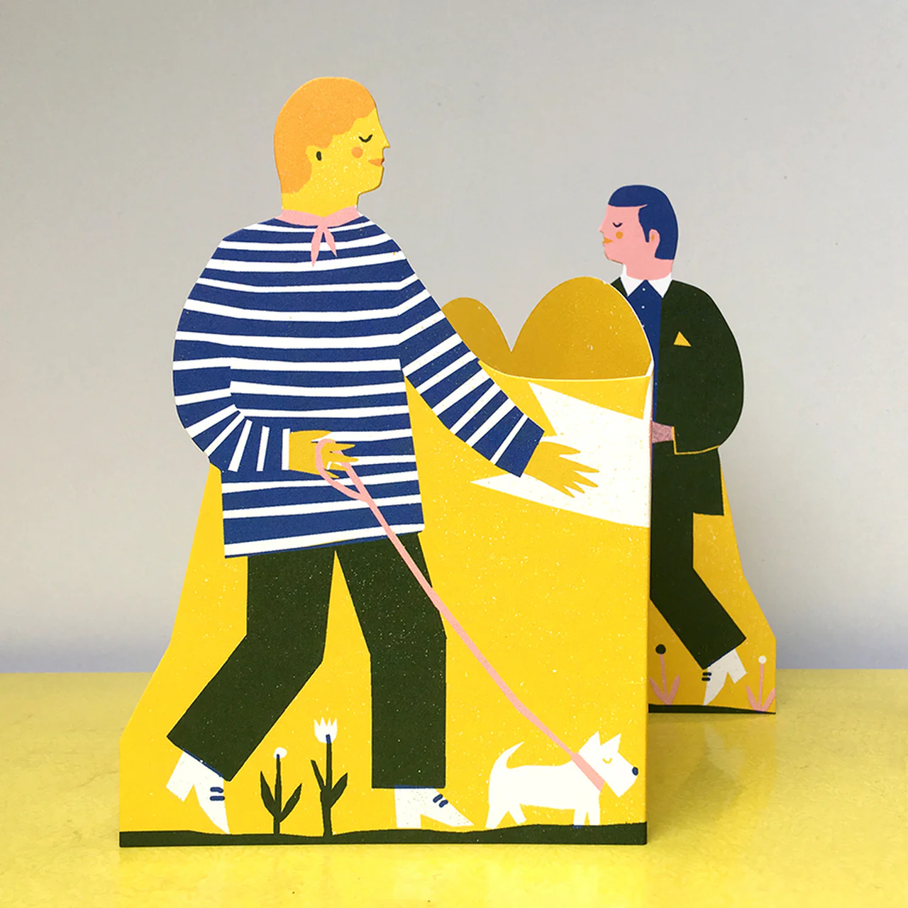 'Two Men' Concertina Heart Greetings Card - Image 3