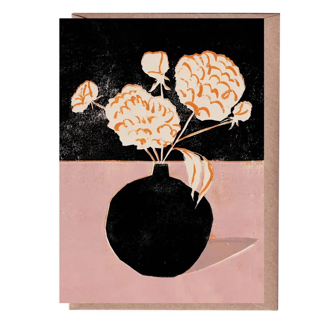 'White Peonies' Greetings Card