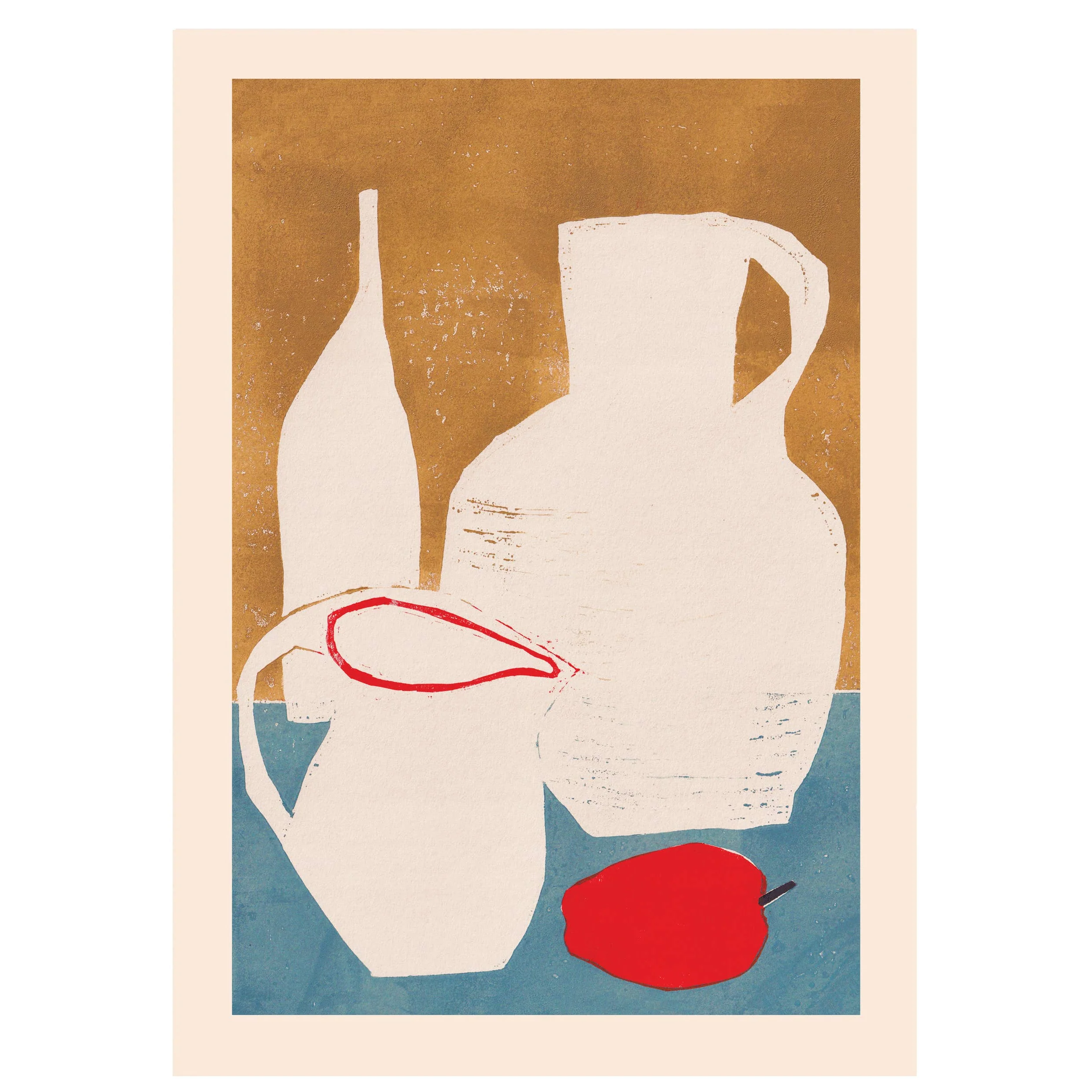 'White Vessels, Red Apple' Art Print