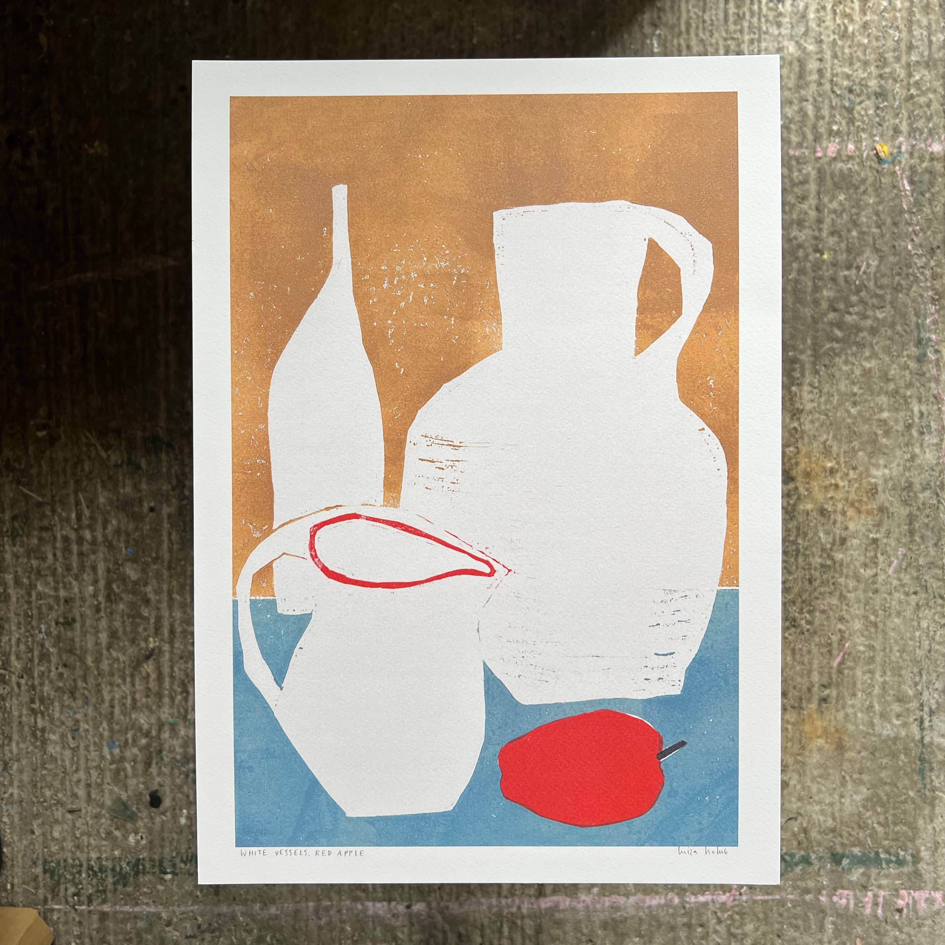 'White Vessels, Red Apple' Art Print - Image 2