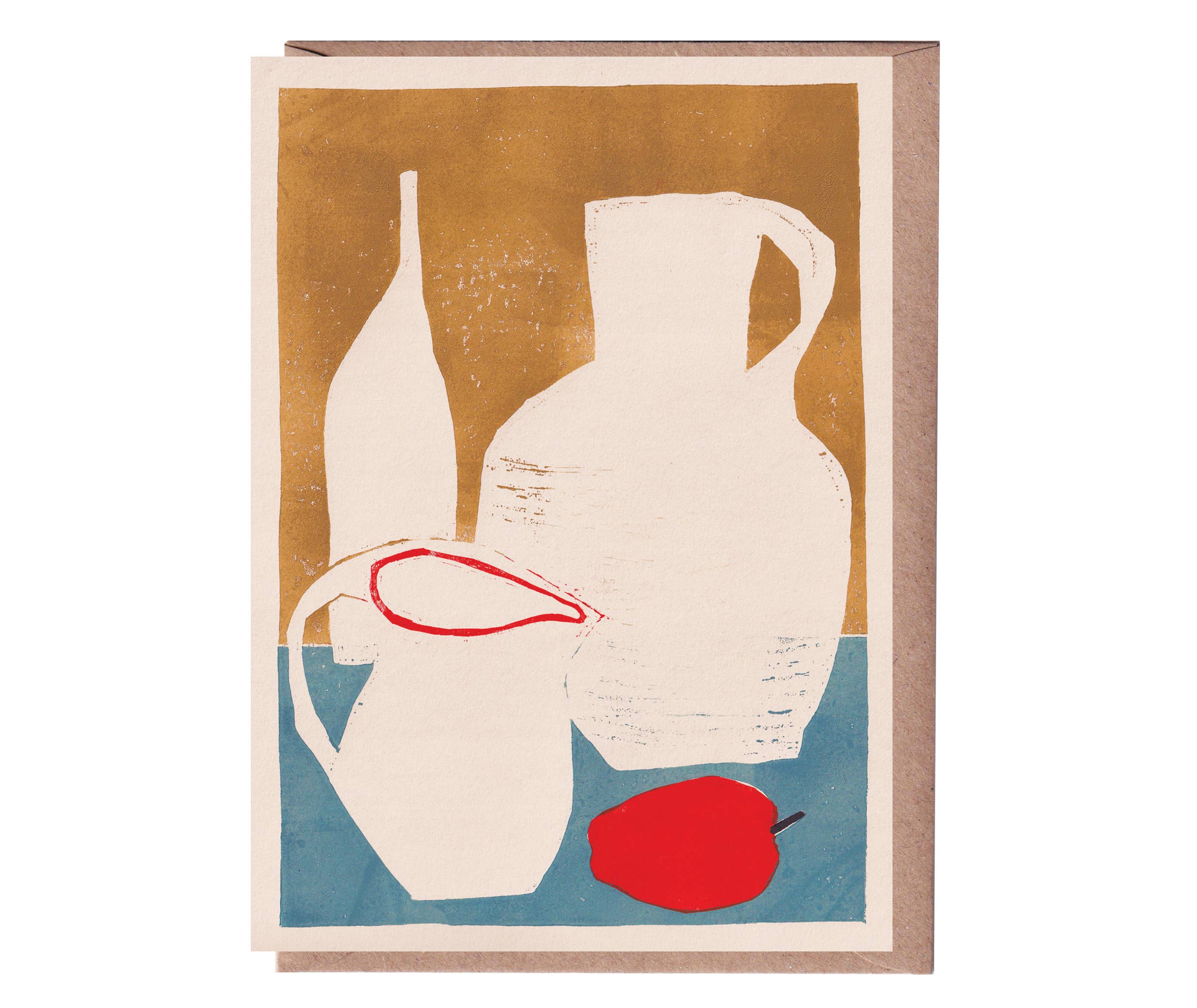 'White Vessels, Red Apple' Greetings Card