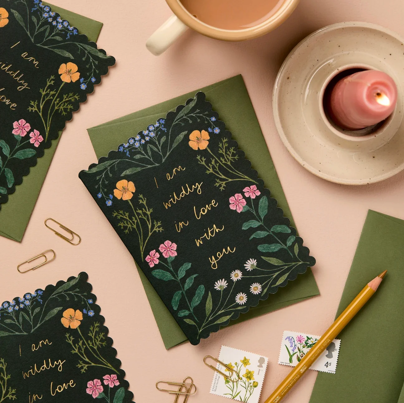 'Wildly in Love With You' Scalloped Edge Greetings Card