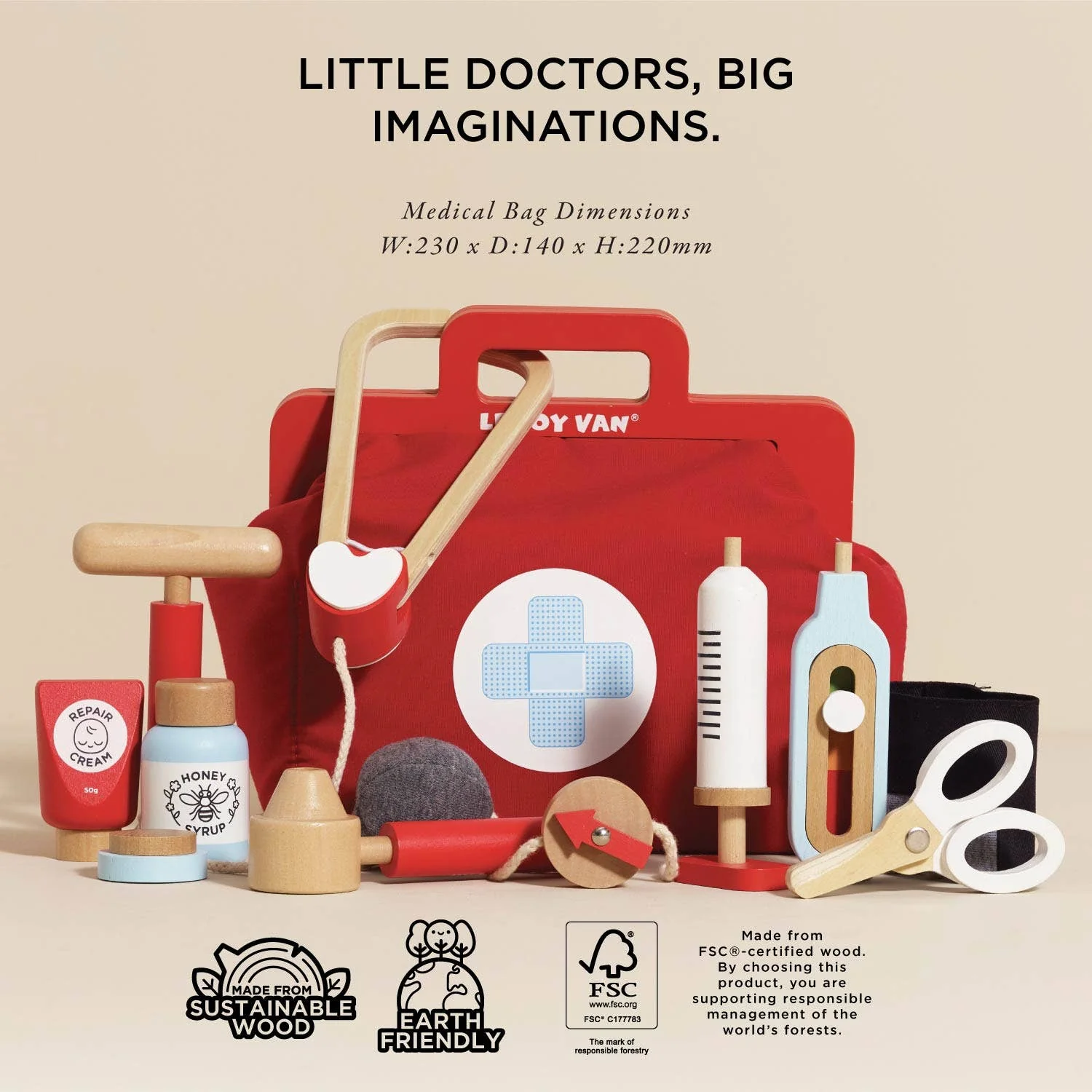 Wooden Toy Doctor's Play Kit - Image 6