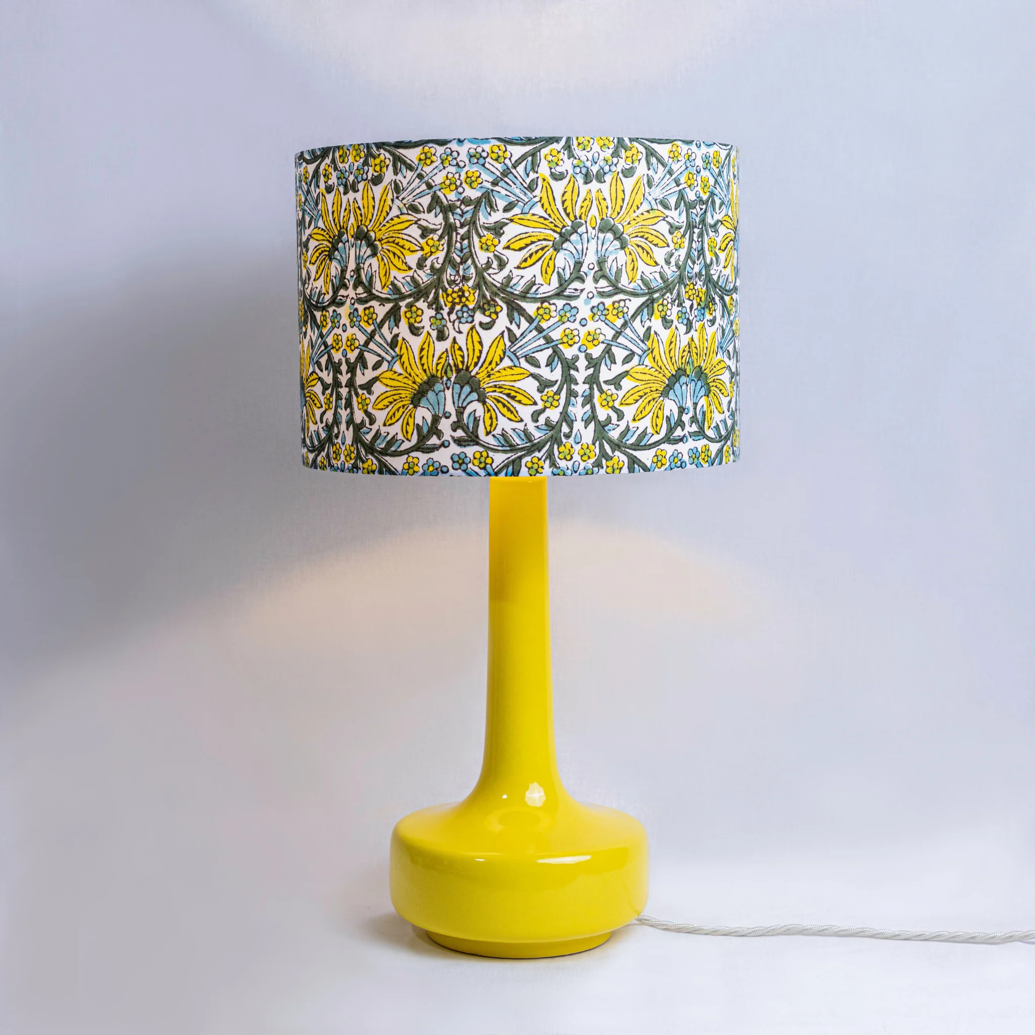 Yellow Table Lamp & 'Jasmine' Shade - Image 4